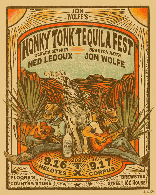 Jon Wolfe's Honky Tonk Tequila Fest | Official Line-Up Poster | 2022 (AP)